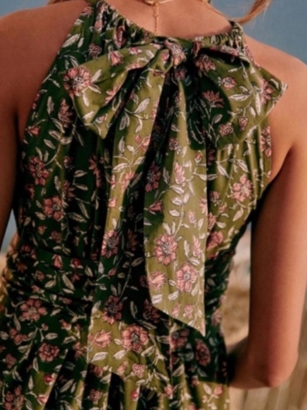 NWT Dune Dress Halter Maxi Khaki with Pink Floral Print - Picture 4 of 16